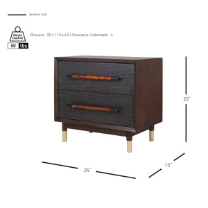 Callan KD Nightstand/Side Table 2 Drawers, Dark Walnut