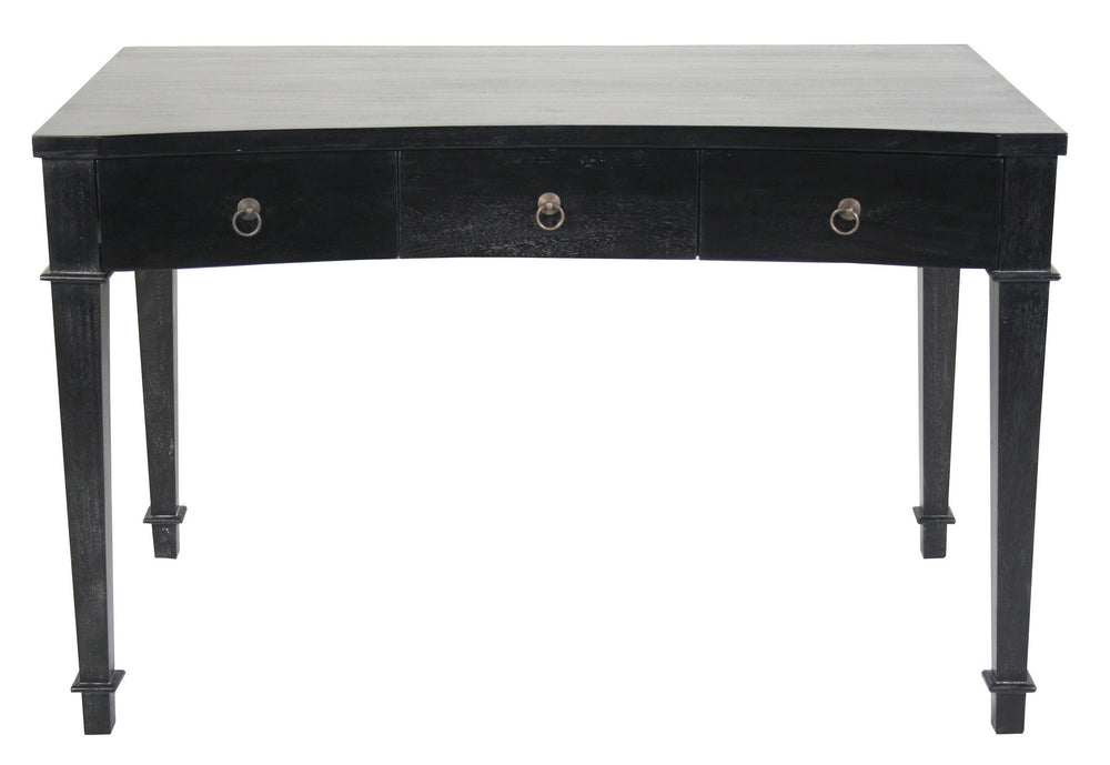 Curba Mahogany and Veneer Desk with Brass Pulls in Hand-Rubbed Black