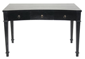 Curba Mahogany and Veneer Desk with Brass Pulls in Hand-Rubbed Black
