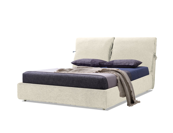 Plume Queen Bed in cream linen