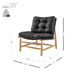 Oswald Faux Leather Tufted Accent Chair, Casa Black