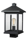 Portland 1 Light Post Mount Light in Black Finish