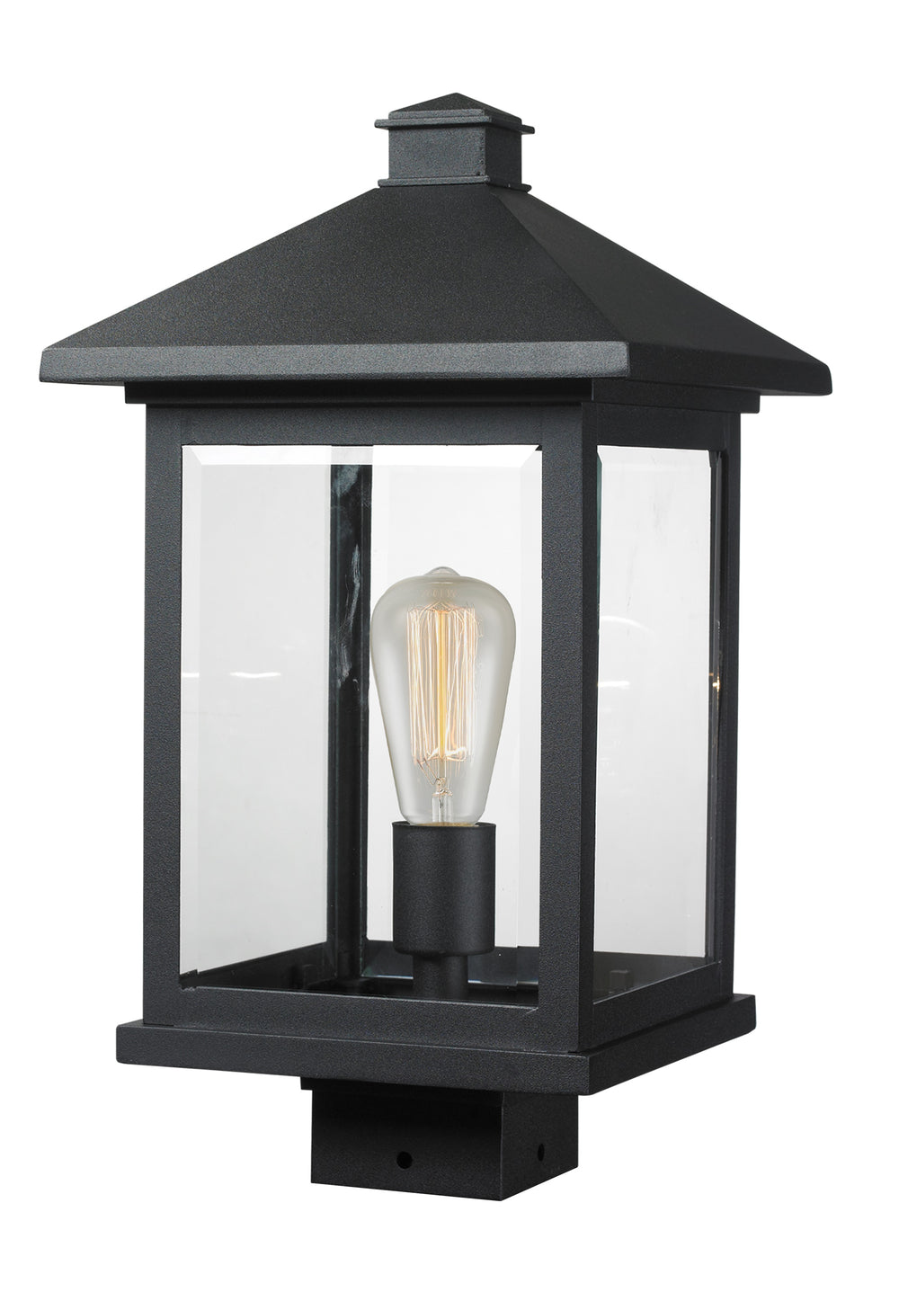 Portland 1 Light Post Mount Light in Black Finish