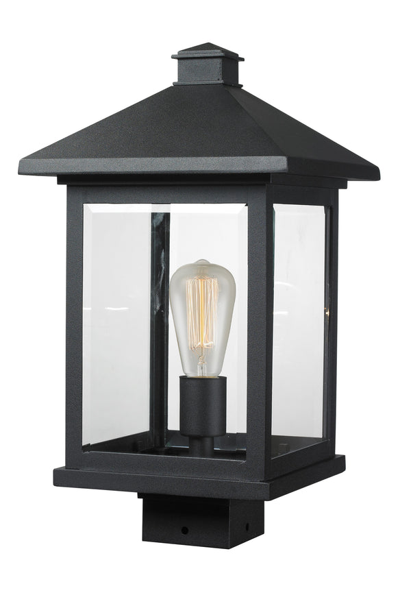Portland 1 Light Post Mount Light in Black Finish