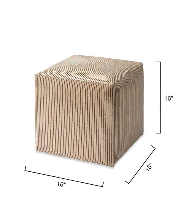 Pinstripe Hide Ottoman, Small