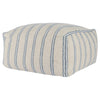 Delgada Natural/Blue Woven Pouf with Stripes