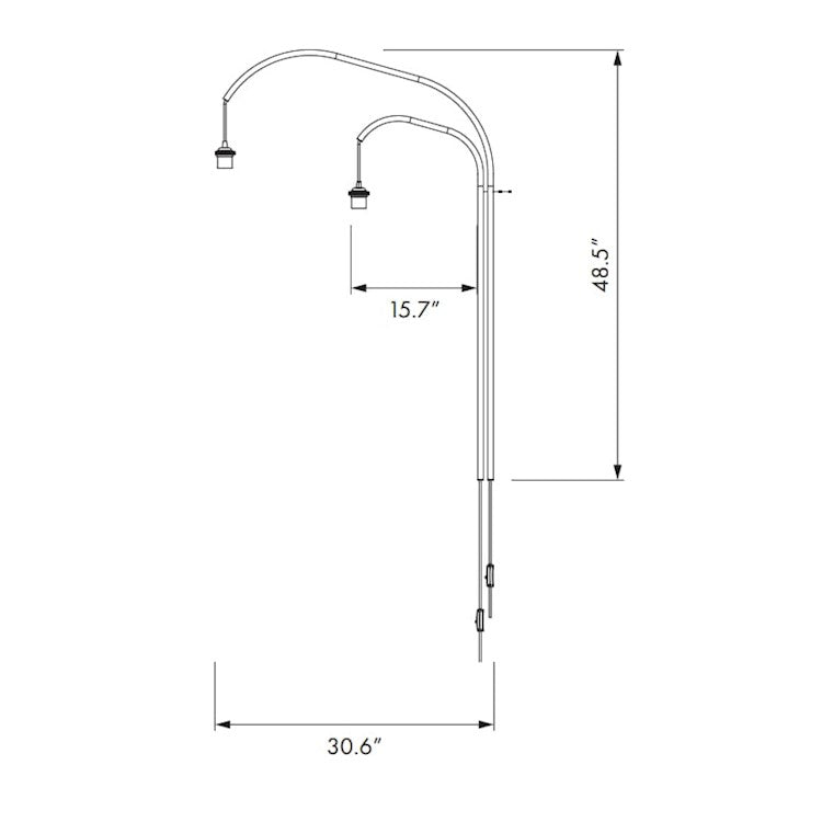 Cuna Black 2-Light Wall Lamp with Black Wall Hanger