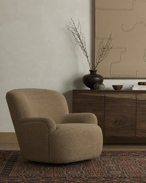 Kadon Swivel Chair In Sheepskin Camel