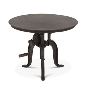 Industrial Loft 24-Inch Adjustable Crank Iron Side Table with Matte Black Finish