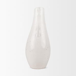 Urvi Tall Off White Speckled Asymmetrical Ceramic Vase