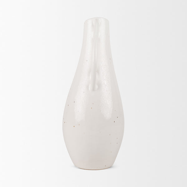 Urvi Tall Off White Speckled Asymmetrical Ceramic Vase