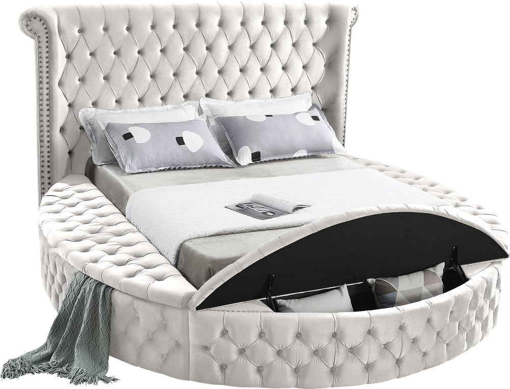 Lorena King Bed In Cream Velvet