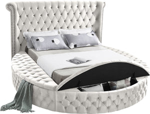 Lorena King Bed In Cream Velvet
