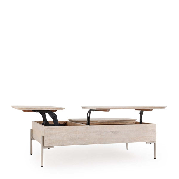 Rocklin Solid Wood Double Lift Top Coffee Table - White