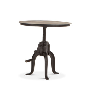 Industrial Loft 24-Inch Adjustable Crank Iron Side Table with Matte Black Finish