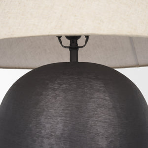 Sadiyah Black Brushed Metal w/ Beige Shade Table Lamp