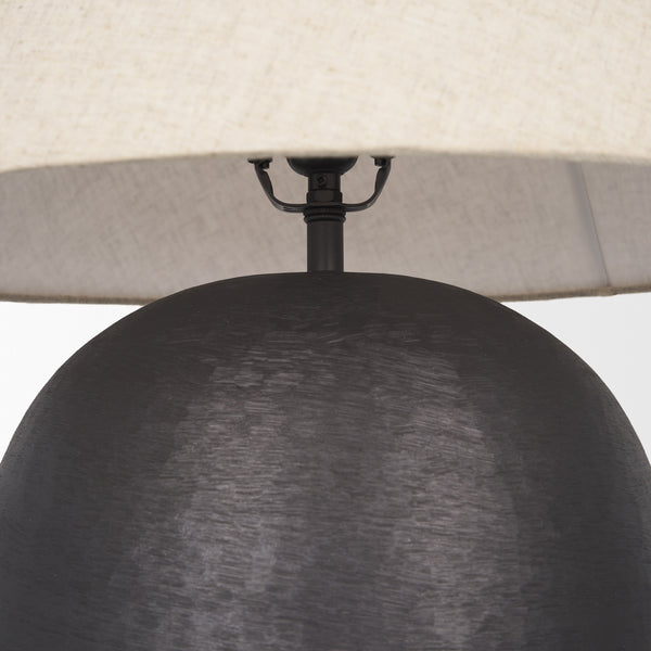 Sadiyah Black Brushed Metal w/ Beige Shade Table Lamp