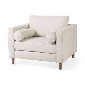 Loretta 40.7L x 36.2W x 33.9H Cream Fabric Chair W/ Two Bolster Cushions