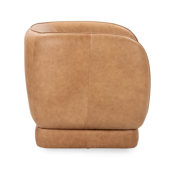 Rinner Leather Accent Barrel Chair in Tan