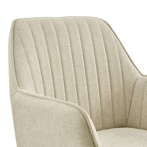 Thompson Fabric Swivel Office Arm Chair In Strata Cream