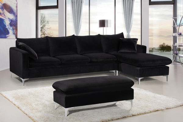 Lucy 2pc. Reversible Sectional In Black Velvet
