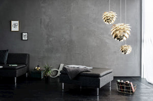 Silvia Mini Hardwired Pendant in Brass Foil Finish with White Cord