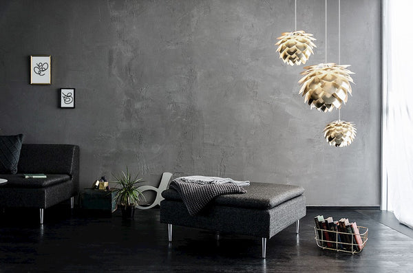 Silvia Mini Hardwired Pendant in Brass Foil Finish with White Cord