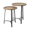 Helios III 20L x 24H Set of Two Round Brown Solid Wood Iron Base Nesting End/Side Tables