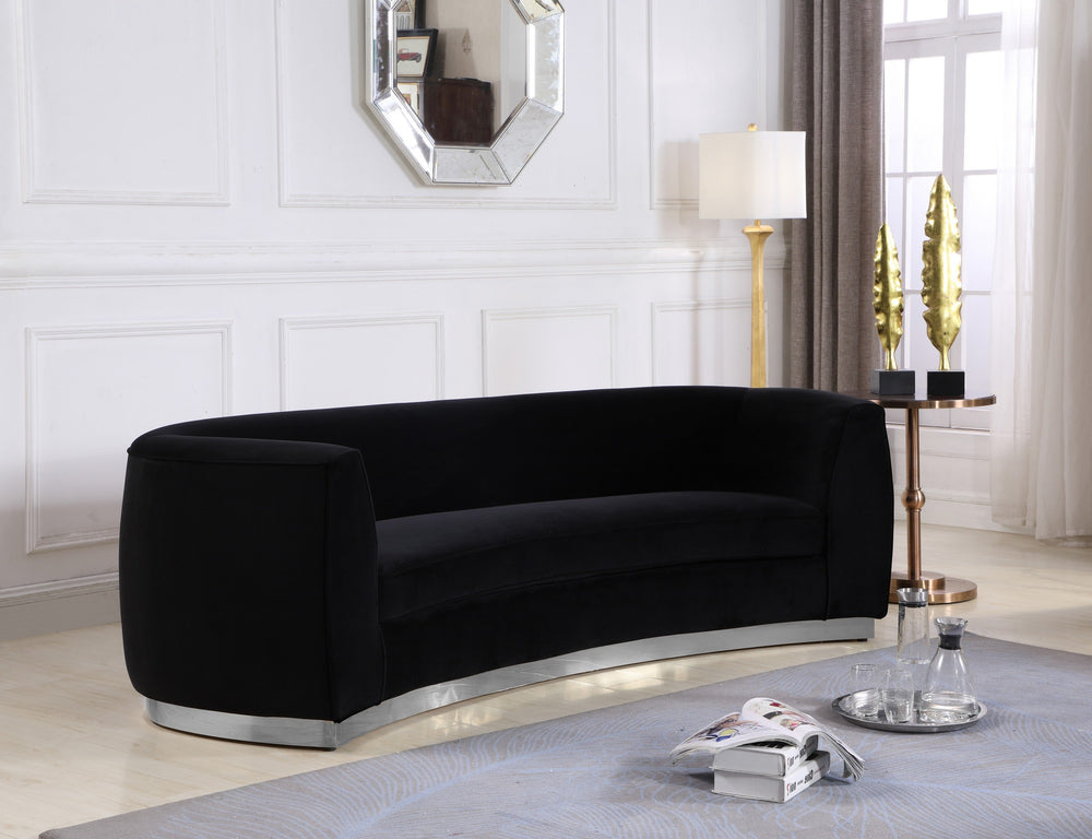 Crystal Sofa In Black Velvet and Chrome