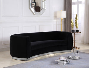 Crystal Sofa In Black Velvet and Chrome