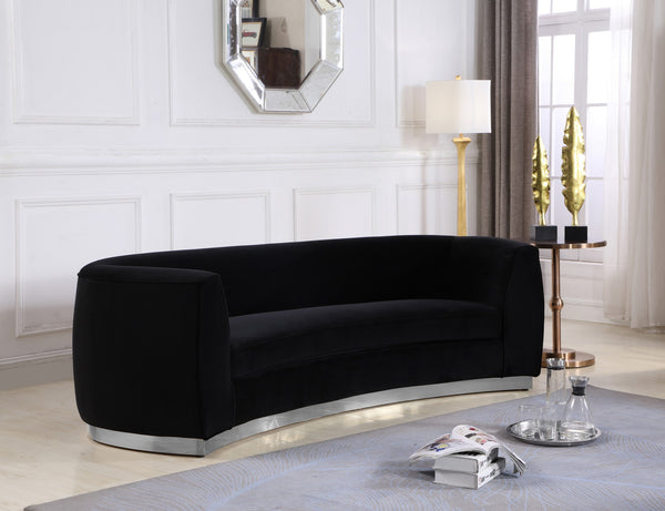 Crystal Sofa In Black Velvet and Chrome