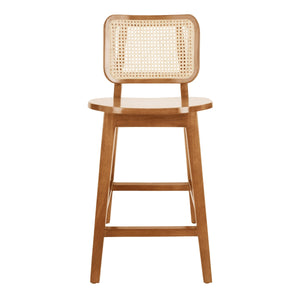 Maury Wood Counter Stool w/ Rattan, Natural