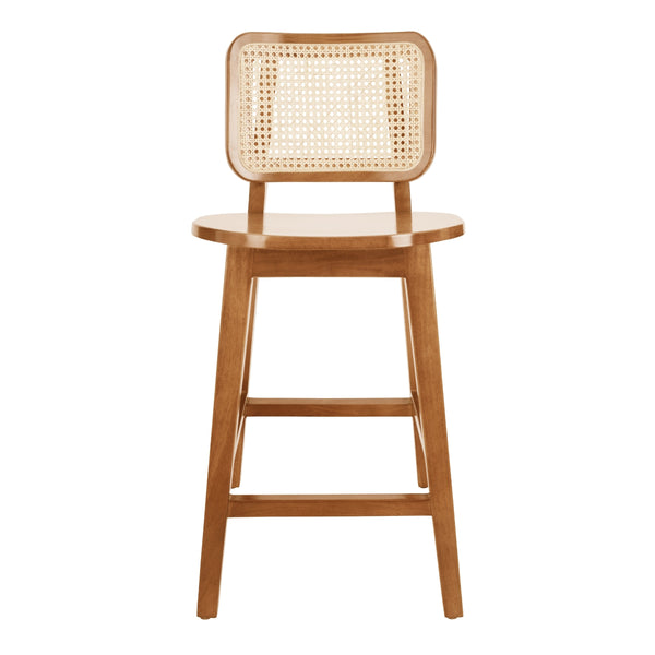 Maury Wood Counter Stool w/ Rattan, Natural