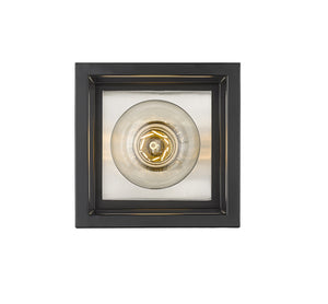 Kube 1 Light Wall Sconce in Matte Black + Brushed Nickel Finish