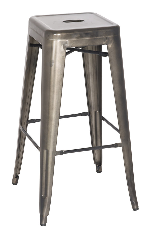 Metropolis Metal Backless Counter Stool In Gunmetal