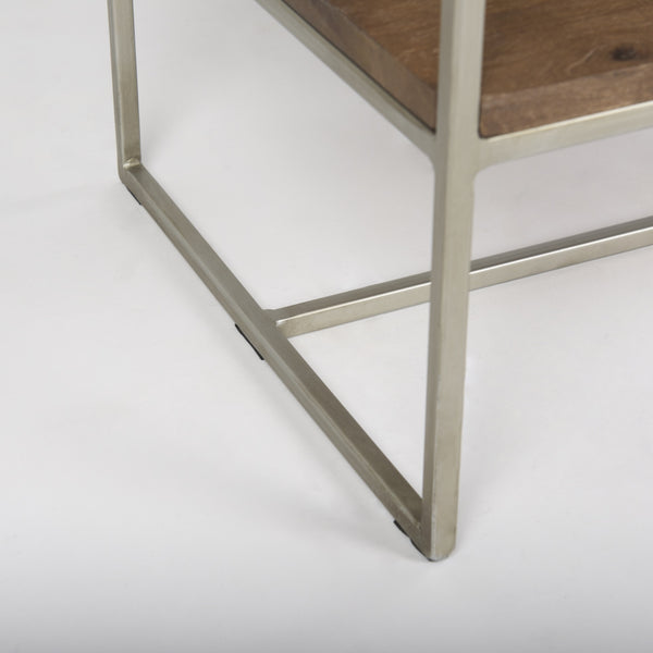 Morris II 19.75 x 15 x 72.5 Brown Wood and Silver Metal Frame 4 Shelf Shelving Unit