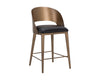 DEZIRAE COUNTER STOOL - ANTIQUE BRASS - CHARCOAL BLACK LEATHER