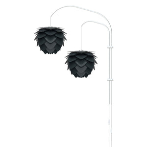 Aluvia Mini 2-Light Wall Lamp in Anthracite with White Wall Hanger