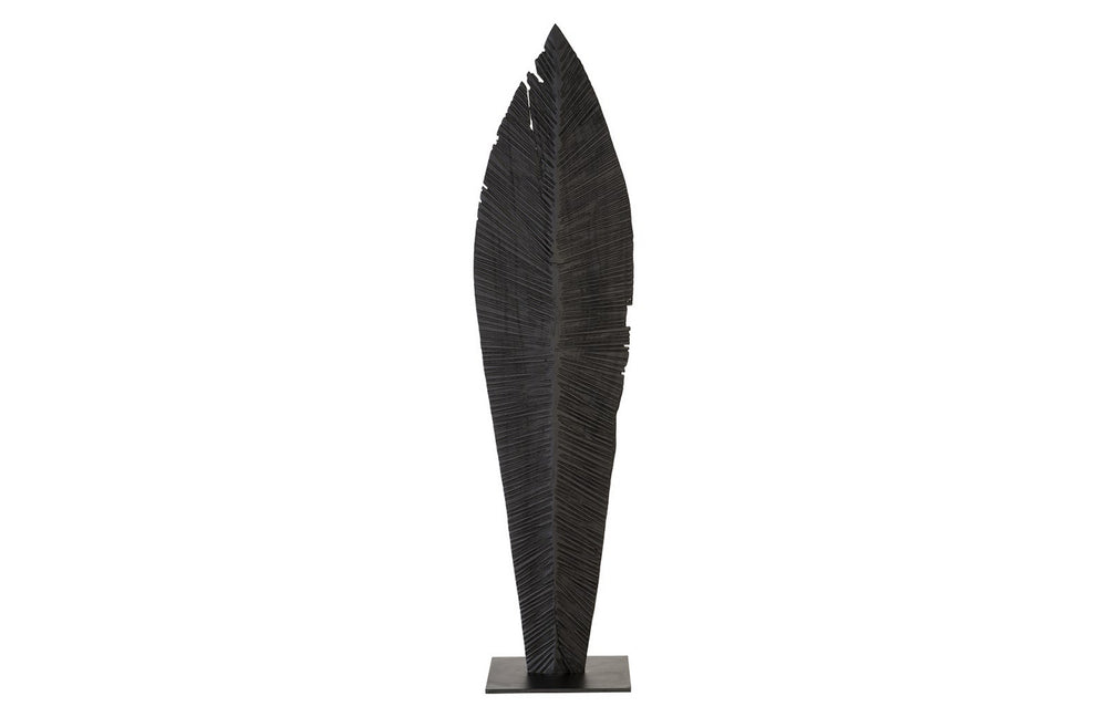  Carved Leaf on Stand, Burnt, Large