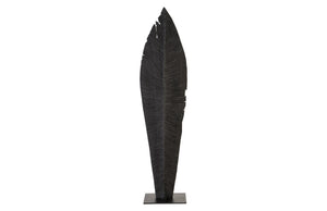  Carved Leaf on Stand, Burnt, Large