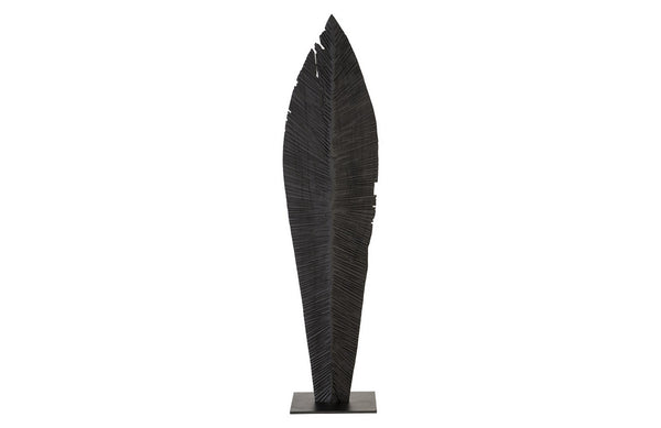  Carved Leaf on Stand, Burnt, Large
