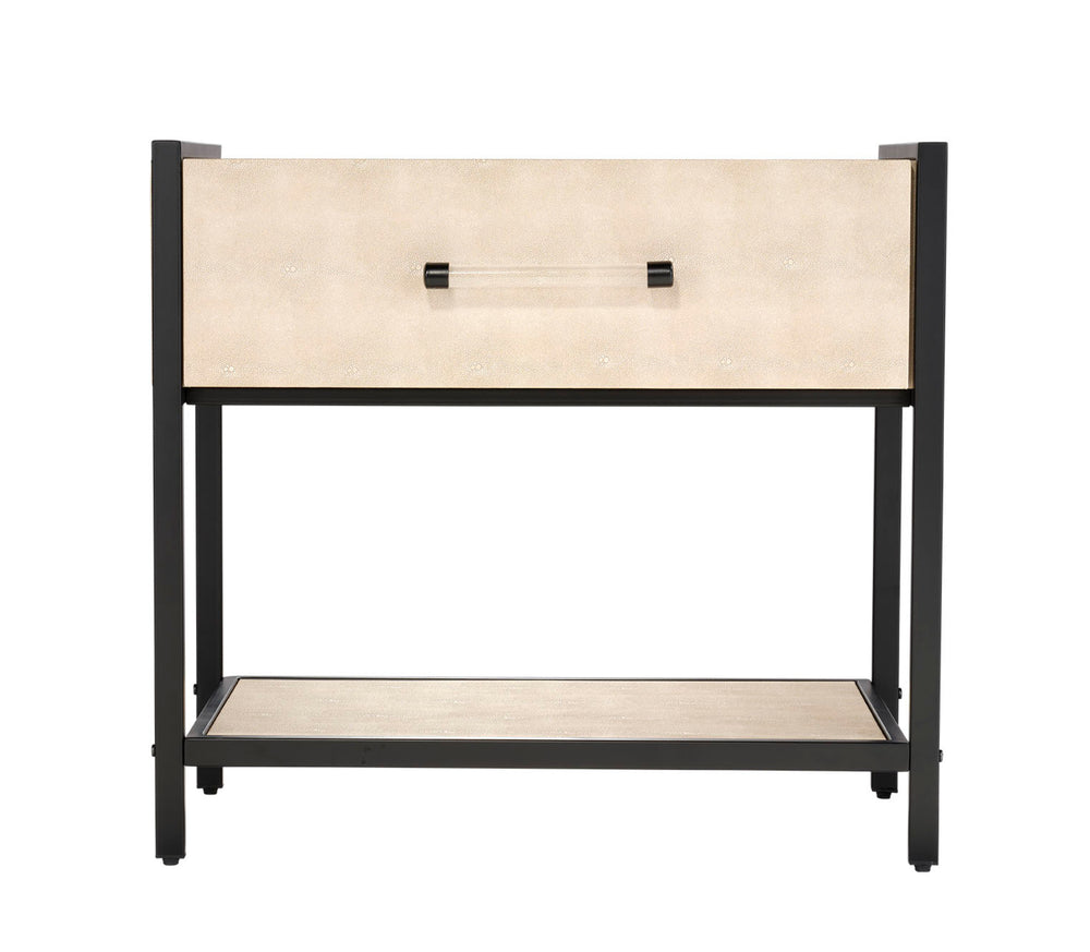 Cassius Faux Shagreen 1-Drawer Side Table, Taupe 
