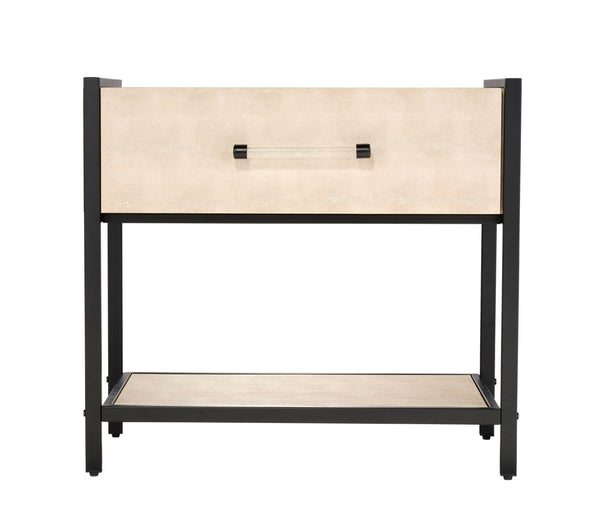 Cassius Faux Shagreen 1-Drawer Side Table, Taupe 