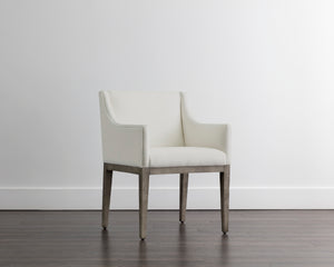 MALIK DINING ARMCHAIR - ASH GREY - LINOSO IVORY