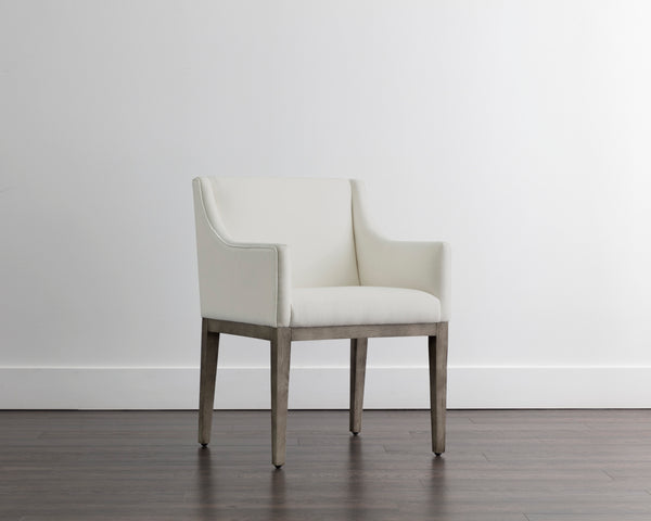 MALIK DINING ARMCHAIR - ASH GREY - LINOSO IVORY
