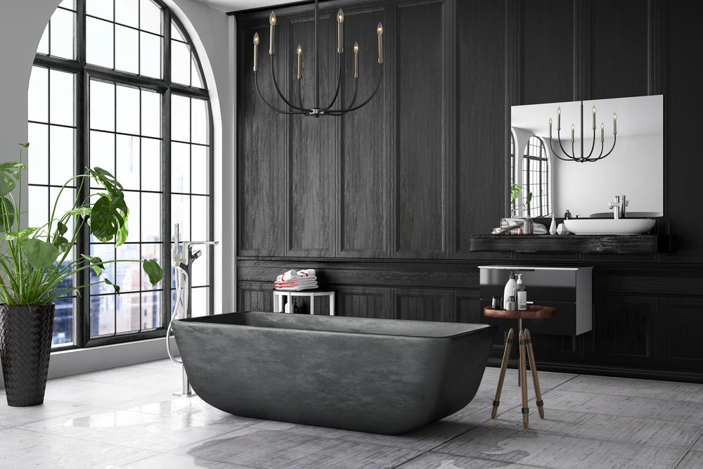Haylie 6 Light Chandelier in Matte Black + Brushed Nickel Finish
