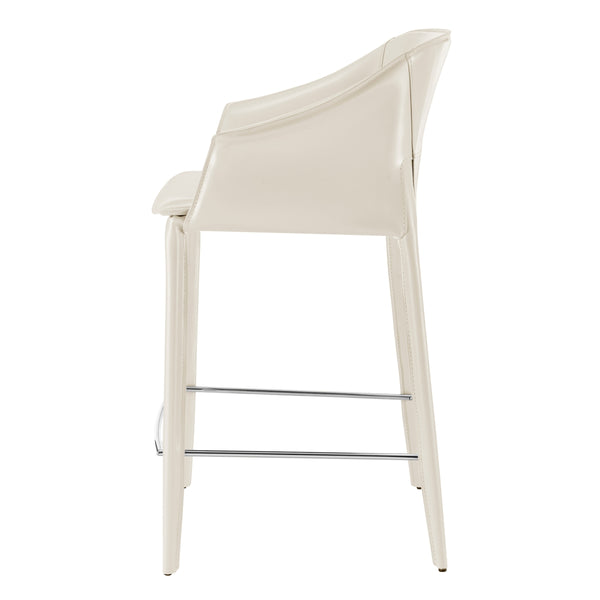 Callie Recycled Leather Counter Stool, Vanilla