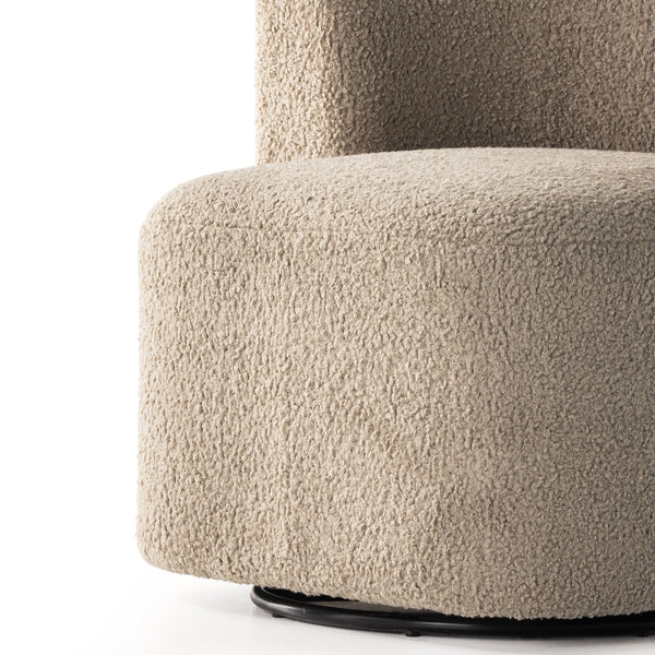 Tybalt Swivel Chair In Sheepskin Camel