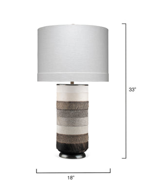 Winslow Hide Table Lamp with Linen Shade, Grey and White