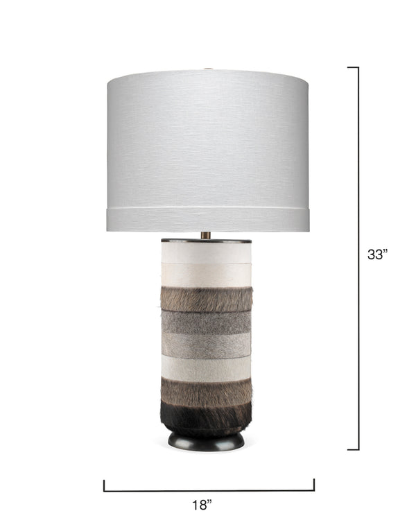 Winslow Hide Table Lamp with Linen Shade, Grey and White